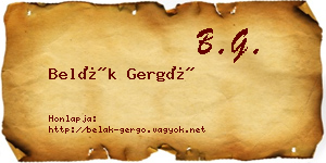Belák Gergő névjegykártya